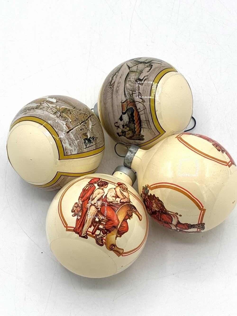 Vintage Rauch Set of 4 Scenic Glass Christmas Ornaments Victorian Germany